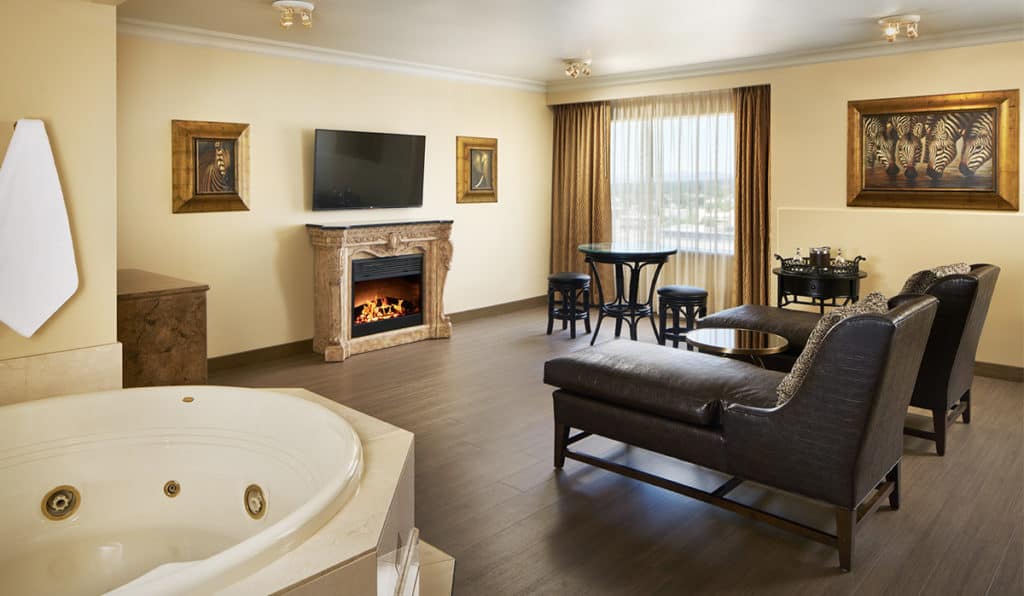 Davenport Tower Honeymoon suite Chairs and fireplace