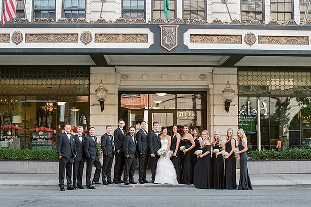 Wedding Party outside hotel