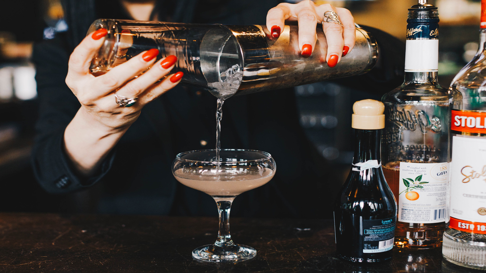 cocktail being made