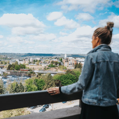 Women overlooking city | Davenport Centennial