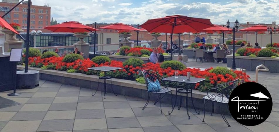 The Roof Garden Terrace Bar | Umbrellas | Historic Davenport