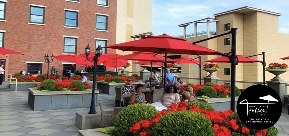 The Roof Garden Terrace Bar | Umbrellas | Historic Davenport