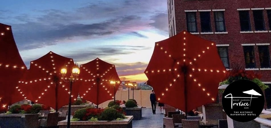 The Roof Garden Terrace Bar | Umbrellas | Historic Davenport