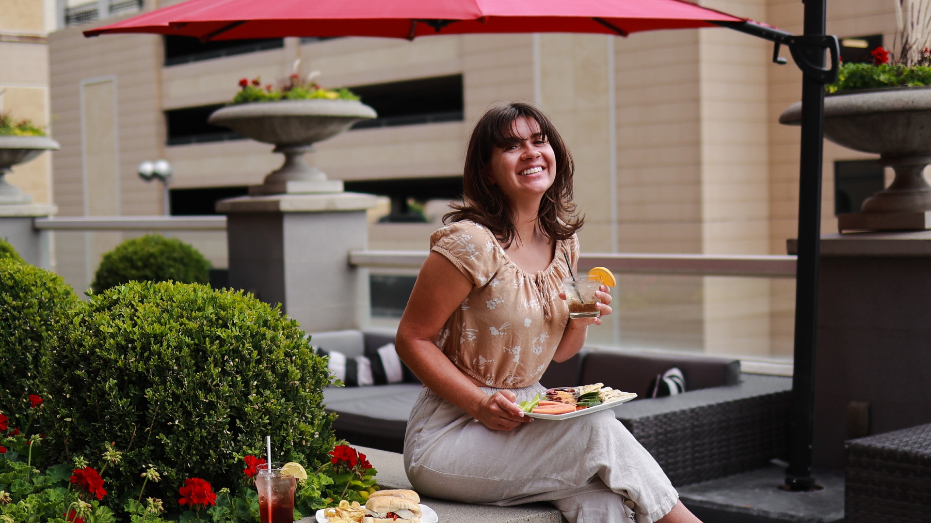 Woman enjoying a drink