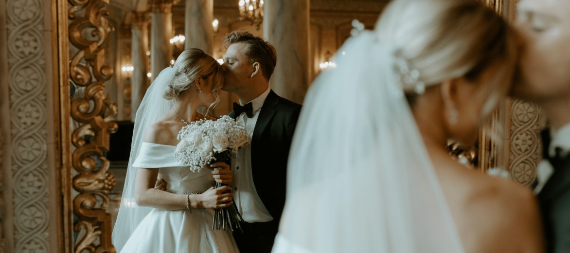 Bride and Groom forehead kiss