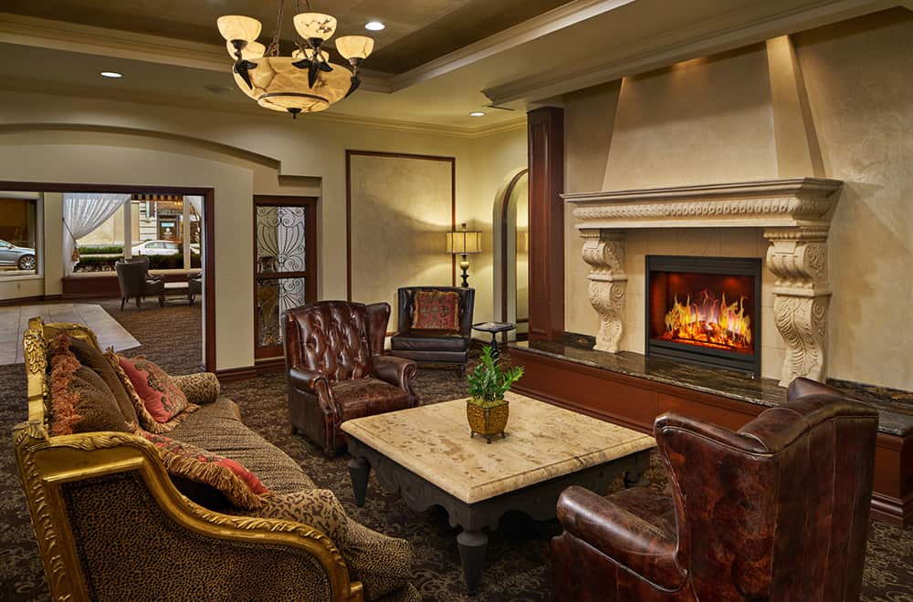 Davenport Lusso | Lobby with Fireplace